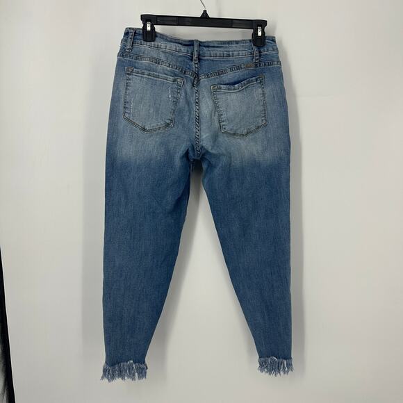 KanCan jeans KC11178 size 31 frayed hems ankled cropped light to med wash - Picture 2 of 10